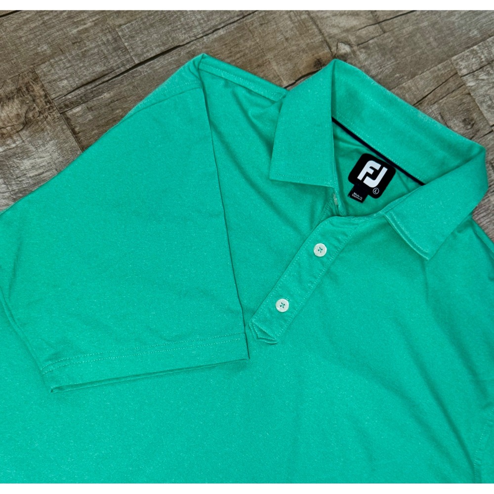FootJoy Mens ProDry Golf Polo Shirt Emerald Green Heather Short Sleeve Large